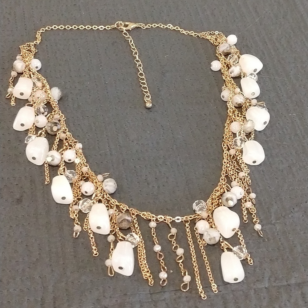 Gold Statement Necklace with Pebble Pendants